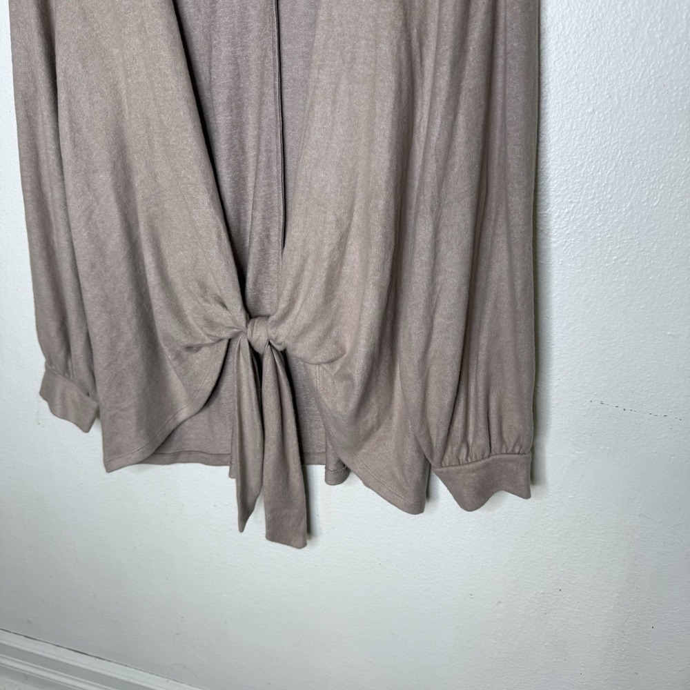 New Chicos Knit Top Cozy Tie Front Taupe Cardigan Sweater Size 3 Womens XL - Picture 3 of 12